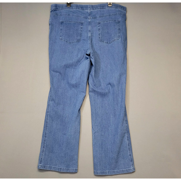 Real Size Jeans Womens XXL Light Blue Pull On Elastic Waist Straight Leg Stretch - Picture 14 of 15
